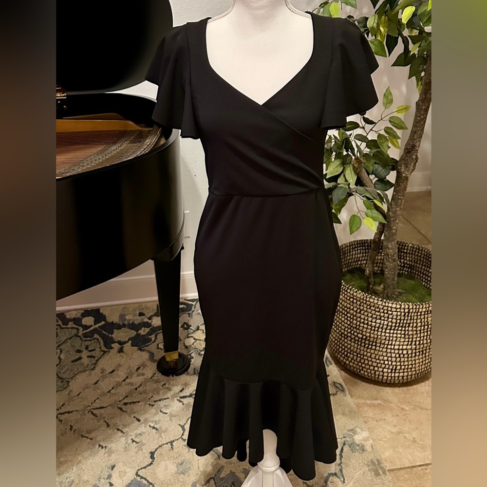 Chic Black High Low Dress with Ruffle Hem